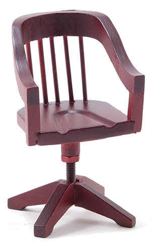 Dollhouse Miniature Desk Chair, Mahogany